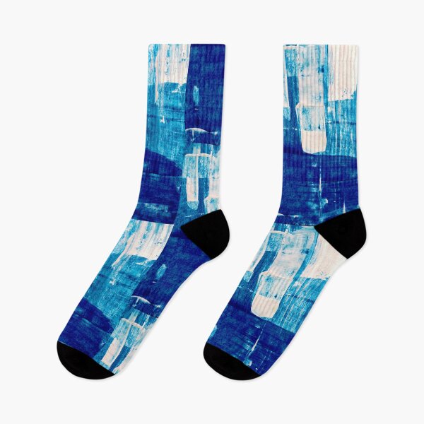 Item preview, Blue White abstract Painting Detail lines designed and sold by Grey Robinson.