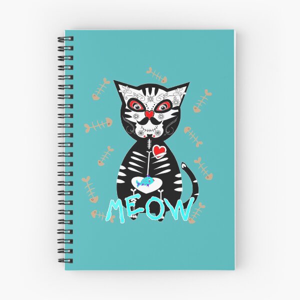 Artikelvorschau, Skelett Sugar Skull Cat And Fish Bones entworfen und verkauft von Artification.