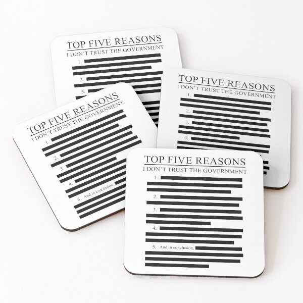 Item preview, Top Five Reasons I Don't Trust The Government - Funny Redacted Top 10 List designed and sold by NatIntrovertSoc.