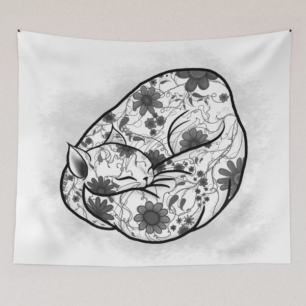 Item preview, Pretty Cat Nap - black & white designed and sold by nervous-catmom.