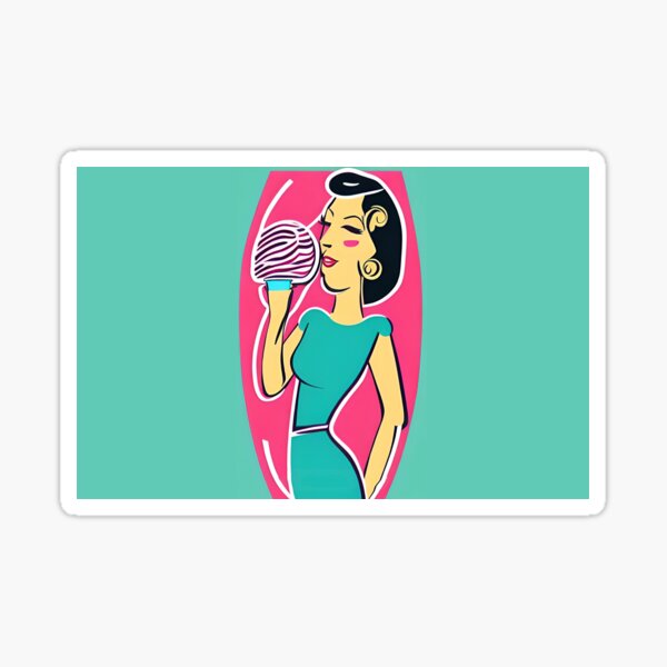 Woman with ice cream 2 Sticker