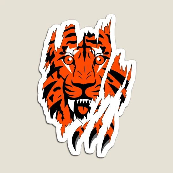 Cincinnati Bengals Football Helmet w/ Bengal Tiger Logo Type Die-Cut MAGNET