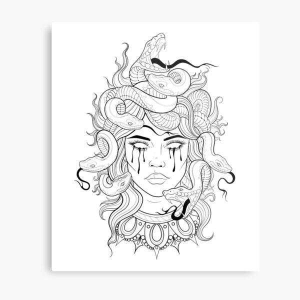 medusa tattoo design Metal Print for Sale by SNWNOTFOUND5 Redbubble