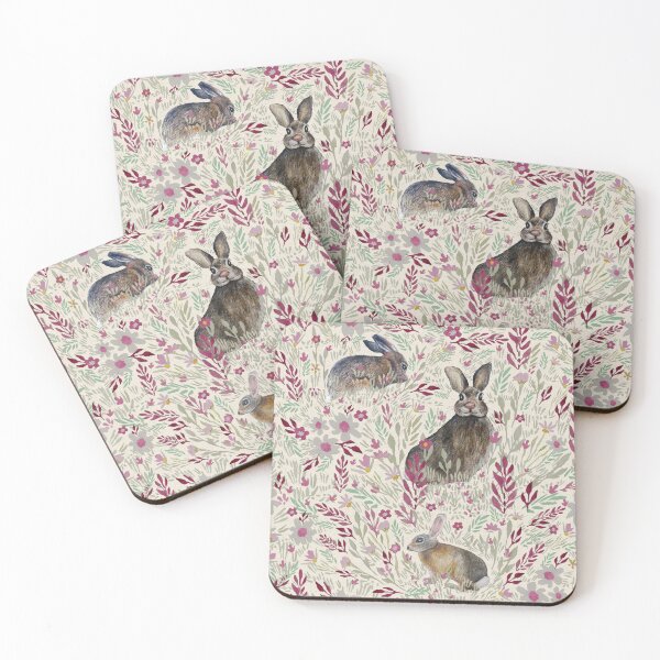 Item preview, Pink & Yellow Rabbit Ditsy Floral Pattern designed and sold by StudioPosies.