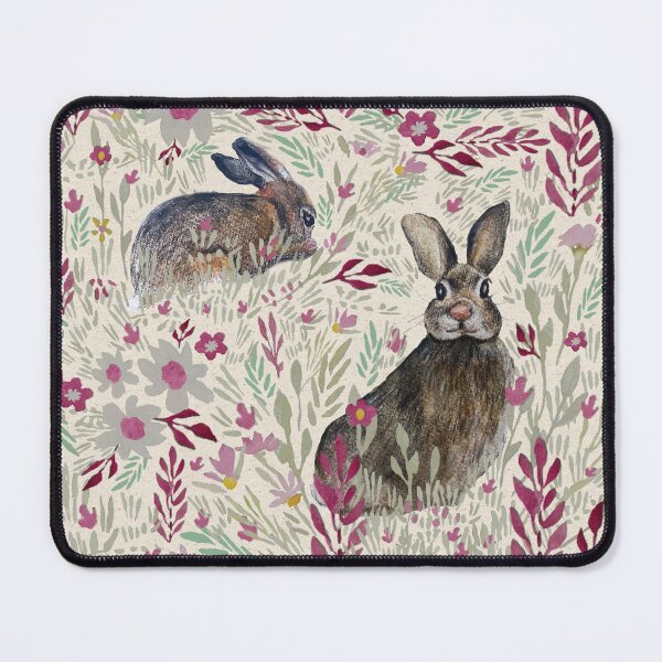 Item preview, Pink & Yellow Rabbit Ditsy Floral Pattern designed and sold by StudioPosies.
