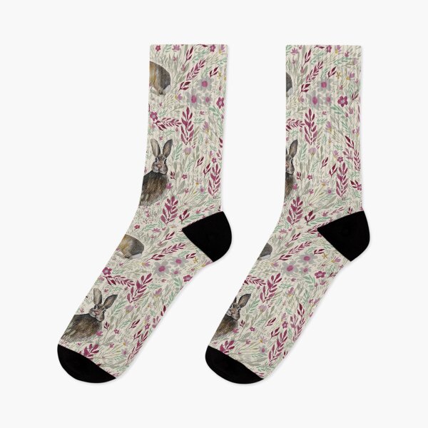 Item preview, Pink & Yellow Rabbit Ditsy Floral Pattern designed and sold by StudioPosies.