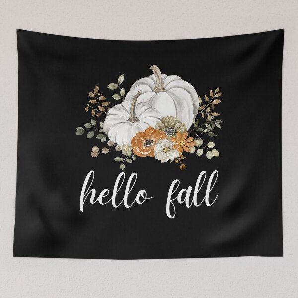 Item preview, Hello fall pumpkin flowers leaves autumn designed and sold by Comfy Creations.
