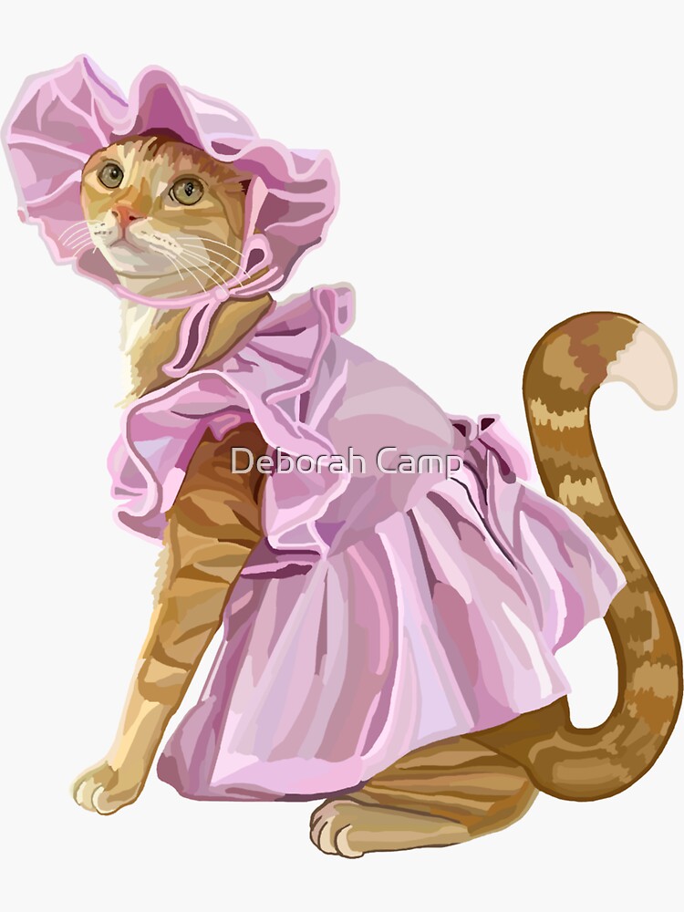 Girly Ginger Kitty Dress Up Time" Sticker for Sale by DeborahCamp |  Redbubble