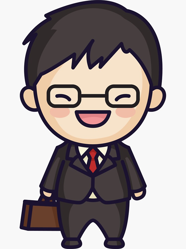 Kawaii Cute Japanese Businessman Cartoon Sticker For Sale By