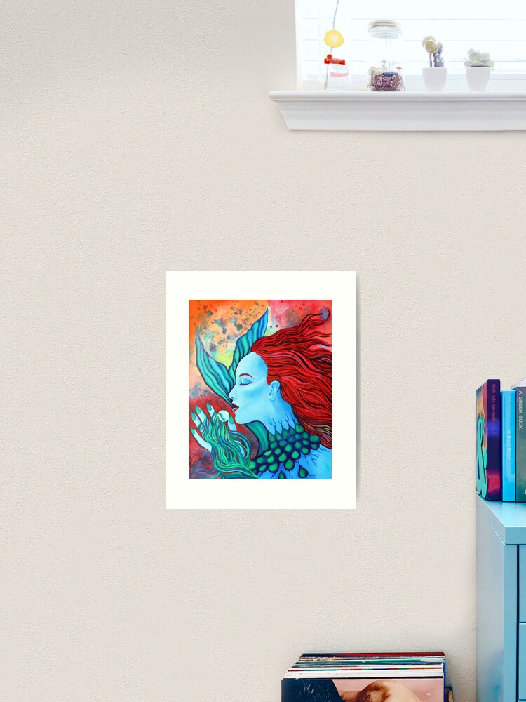 Thumbnail 1 of 3, Art Print, Beautiful Mermaid Painting designed and sold by heartsake.