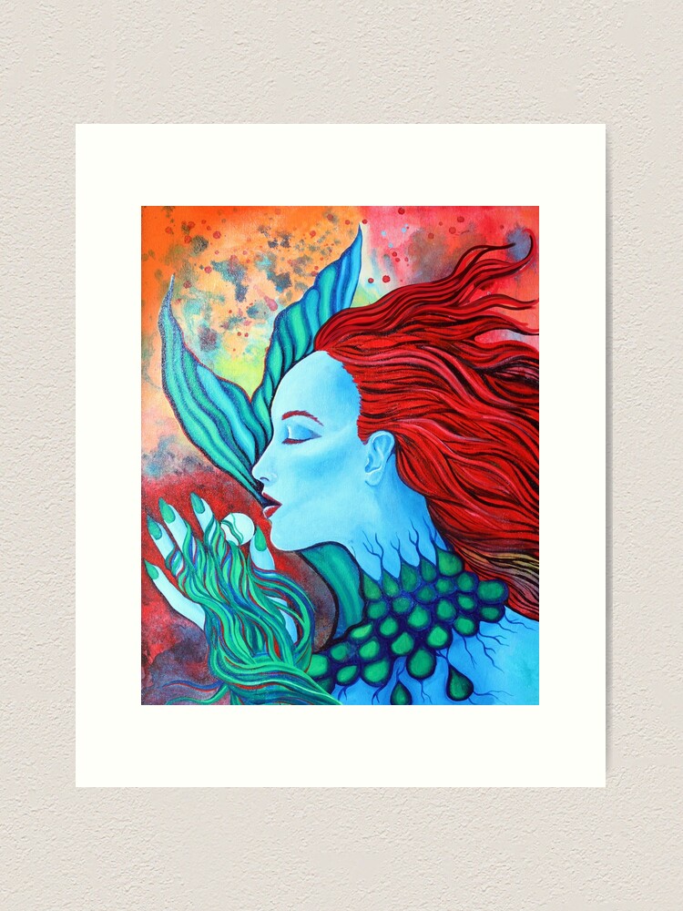 Thumbnail 2 of 3, Art Print, Beautiful Mermaid Painting designed and sold by heartsake.
