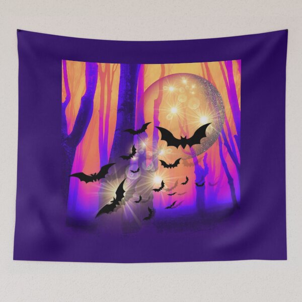 Item preview, A fantasy Halloween forest design of bats surrounding a glowing orb designed and sold by Wonder & Whimsy.