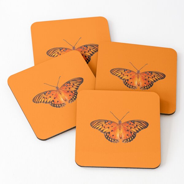 Item preview, Gulf fritillary butterfly on orange background designed and sold by Zina Stromberg.