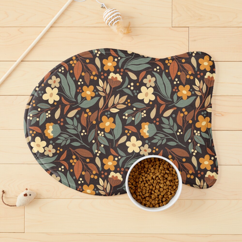 Boho fall floral meadow Pet Mat