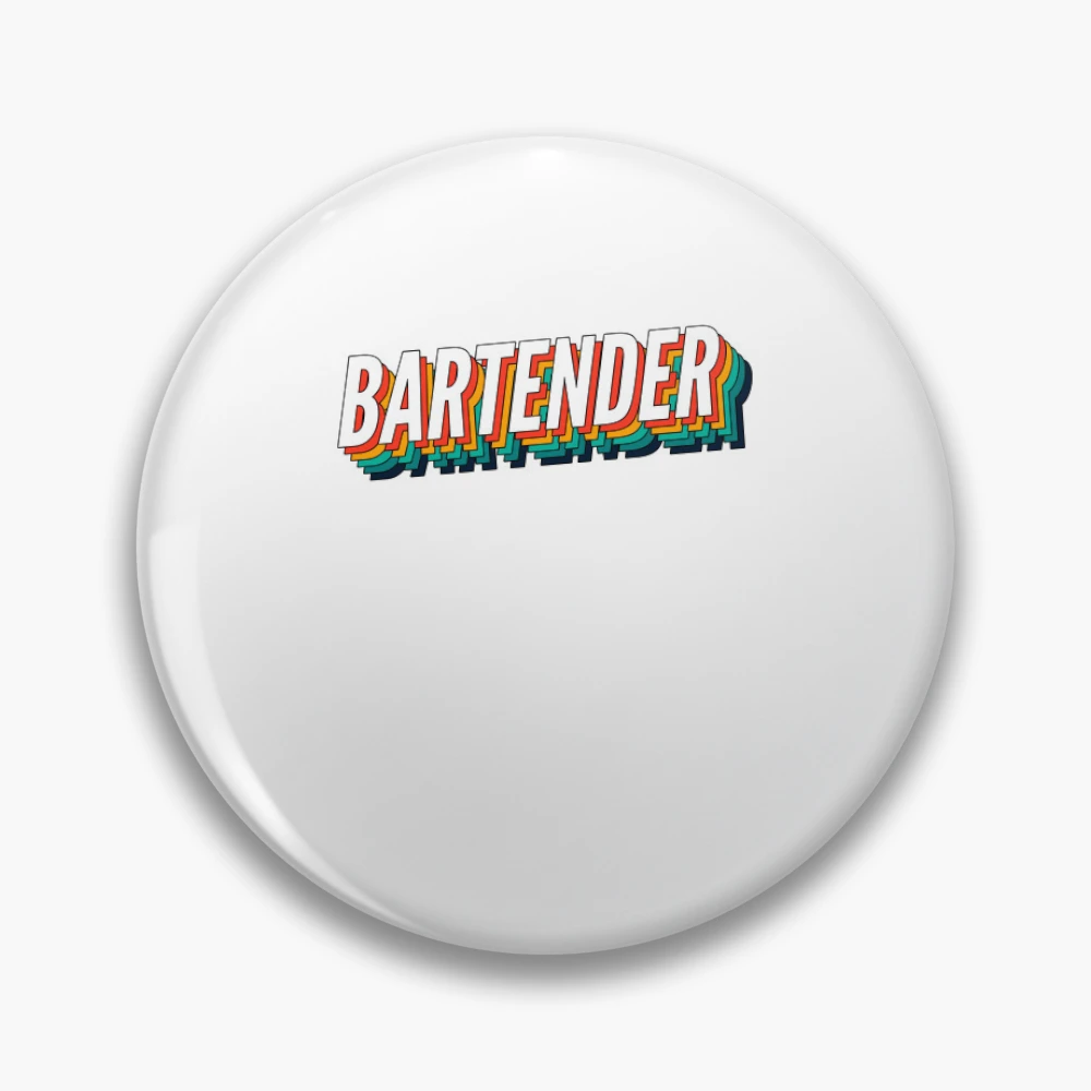 その他 1960s drunkerd bartender pin button Bartender Retro Vintage Label For The Best Bartender 