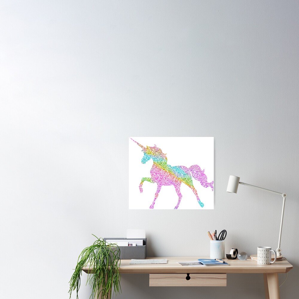 Sparkly Rainbow Unicorn Poster For Sale By Jwyly12 Redbubble