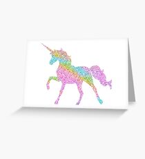 Sparkly Rainbow Unicorn Greeting Card