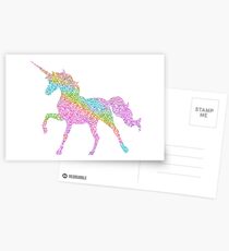 Sparkly Regenbogen Einhorn Postkarten