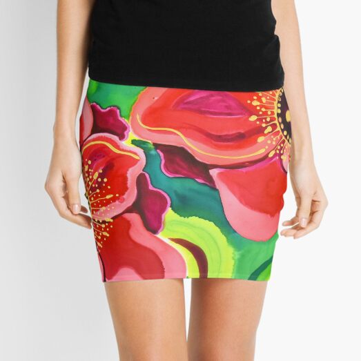 Red Poppies #2 Mini Skirt