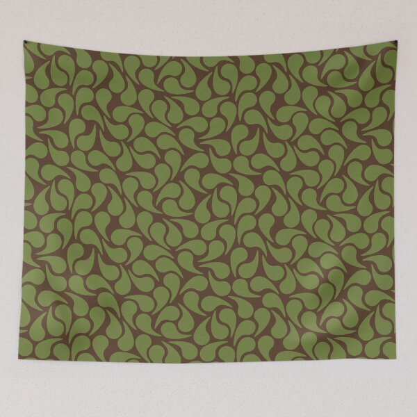 Item preview, Droplets -- Olive Green on Brown  Groovy Abstract Graphic Geometric Paisley Shape designed and sold by victoriabdesign.