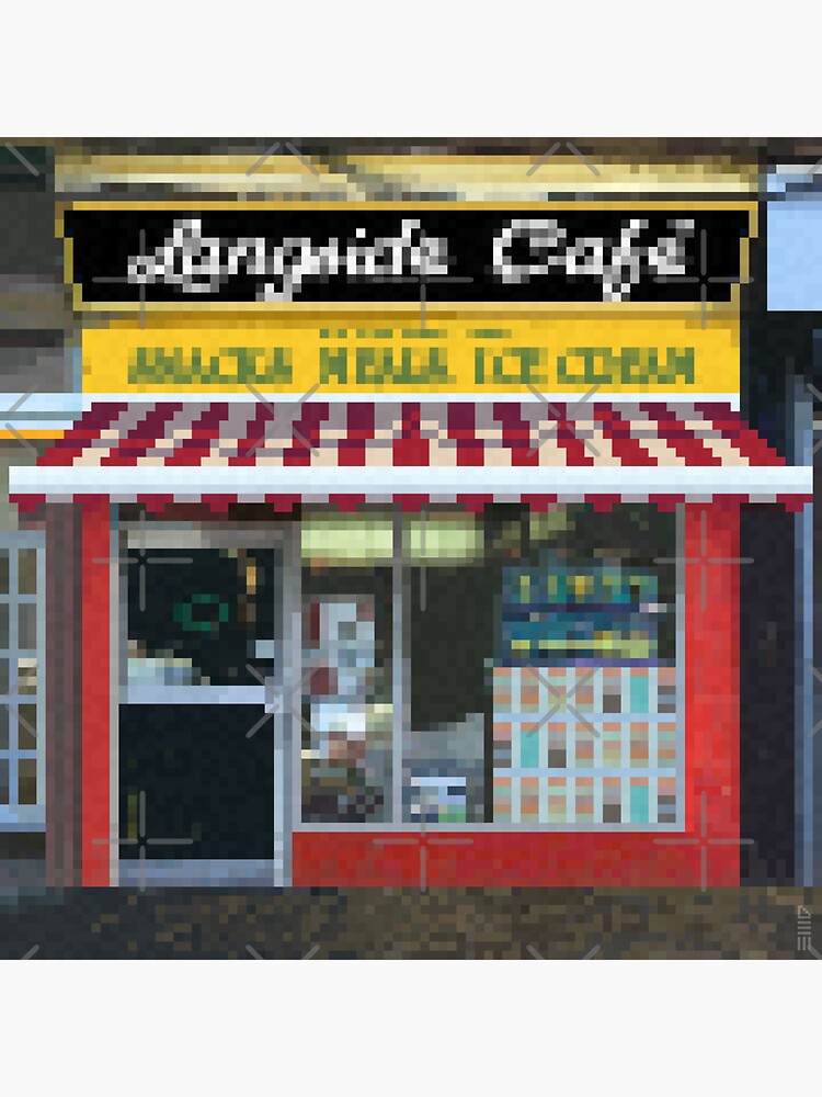 Thumbnail 3 of 3, Sticker, Pixel Langside Cafe (Classic) designed and sold by TheRandomFactor.