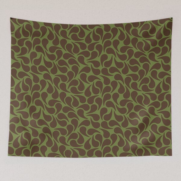Item preview, Droplets -- Brown on Olive Green Groovy Abstract Graphic Geometric Paisley Shape designed and sold by victoriabdesign.