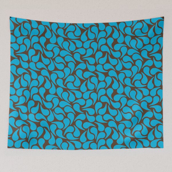 Item preview, Droplets -- Turquoise Blue on Brown Groovy Abstract Graphic Geometric Paisley Shape designed and sold by victoriabdesign.