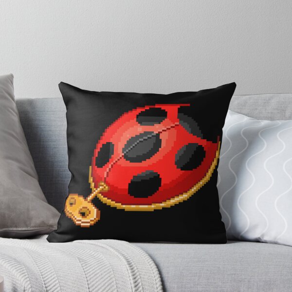 Clockwork Ladybug (Pixel Art) Throw Pillow