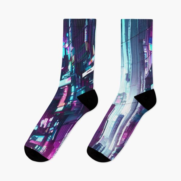 Item preview, Cyberpunk Blue and Pink Neon City designed and sold by Art-of-AI.