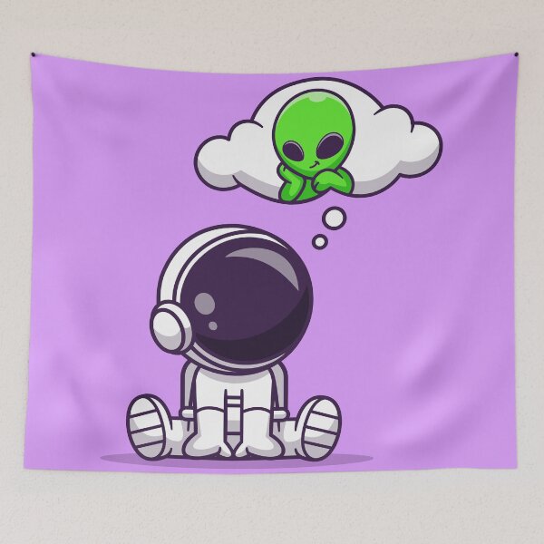 Item preview, Astronaut thinking alien cartoon designed and sold by ALAEEDDINEBHM.