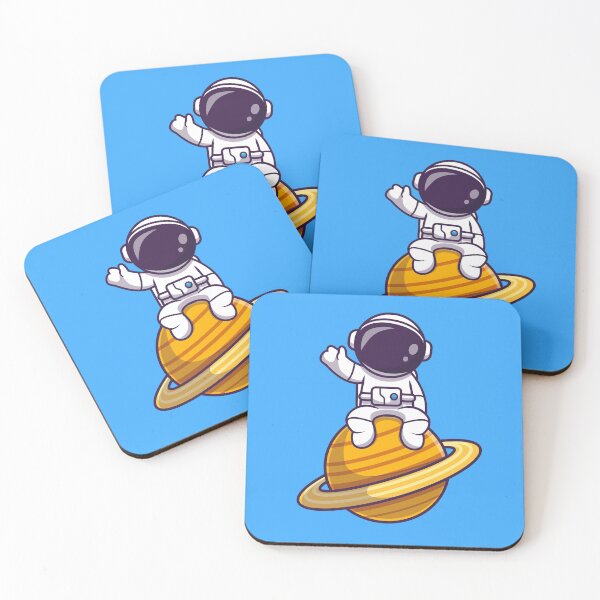 Item preview, Astronaut sitting planet waving cartoon designed and sold by ALAEEDDINEBHM.