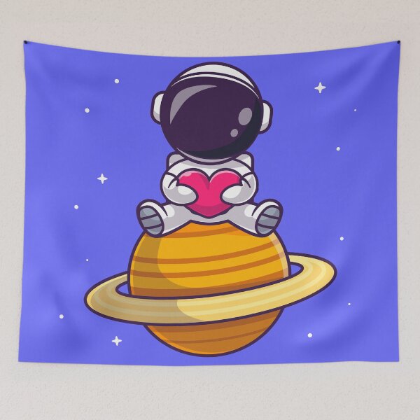 Item preview, Astronaut sitting planet waving cartoon designed and sold by ALAEEDDINEBHM.