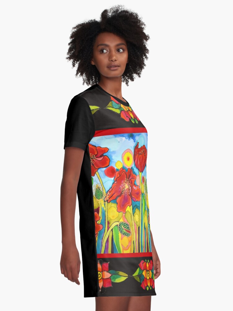 Rote Mohnblumen 3 Mit Mestizo Border Belize T Shirt Kleid Von Caribbeancolors Redbubble