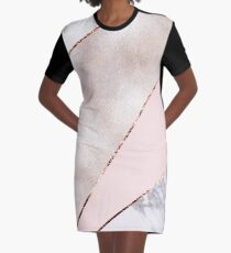 Gespleisst gemischter Roségoldmarmor T-Shirt Kleid