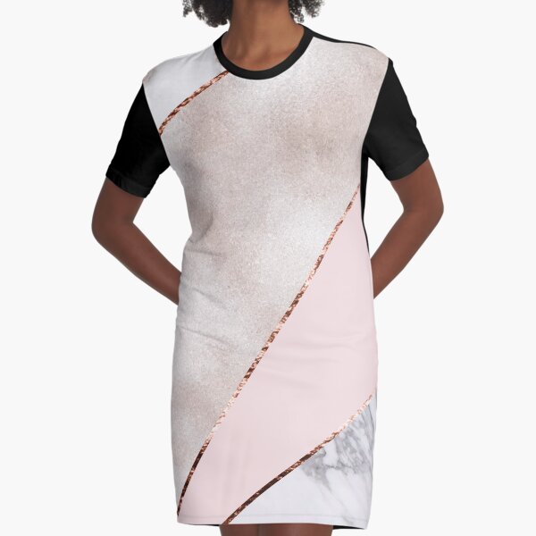 Spliced mixed rose gold marble Graphic T-Shirt Dress