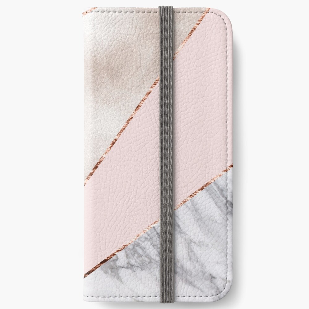 Spliced mixed rose gold marble iPhone Wallet