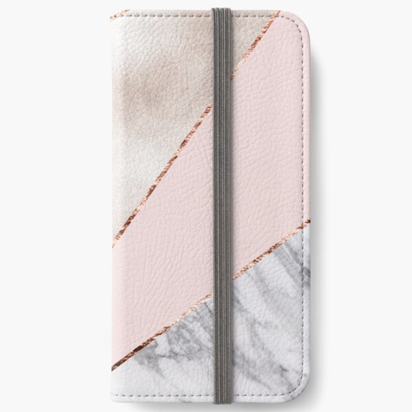 Gespleisst gemischter Roségoldmarmor iPhone Flip-Case