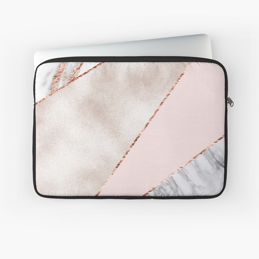 Spliced mixed rose gold marble Laptop Sleeve