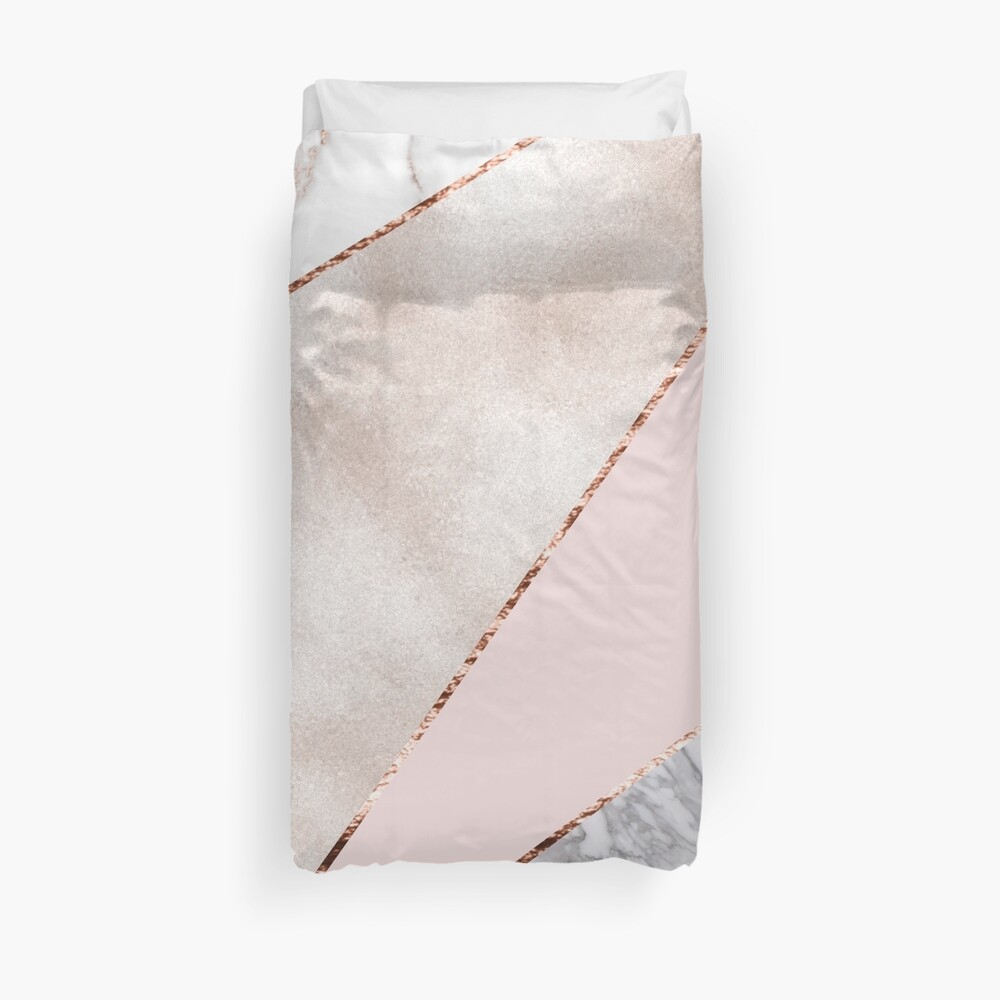 Spliced mixed rose gold marble Duvet Cover