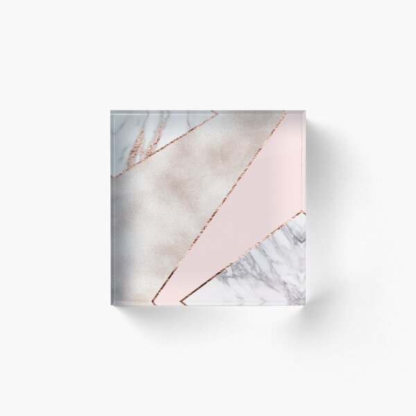 Spliced mixed rose gold marble Acrylic Block
