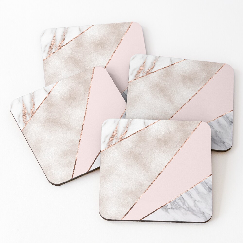 Spliced mixed rose gold marble Coasters (Set of 4)