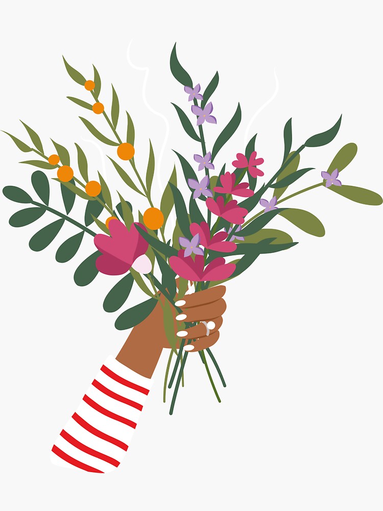 Woman Hand Holding Flowers Sticker For Sale By Yuliakiper Redbubble