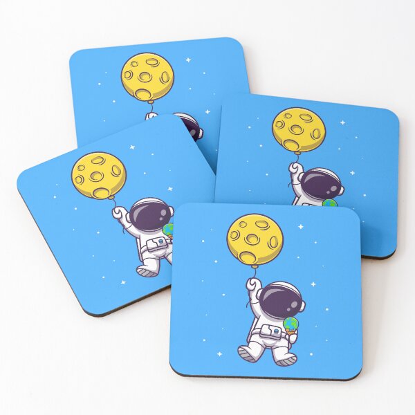 Item preview, Astronaut floating with moon balloon cartoon designed and sold by ALAEEDDINEBHM.
