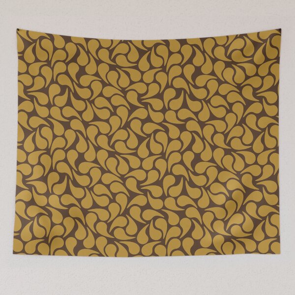 Item preview, Droplets -- Gold Ochre Yellow on Brown Groovy Abstract Graphic Geometric Paisley Shape designed and sold by victoriabdesign.