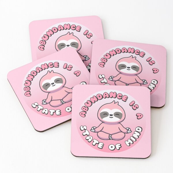 Item preview, Abundance Is A State Of Mind Meditating Sloth Pink designed and sold by everything4eva.
