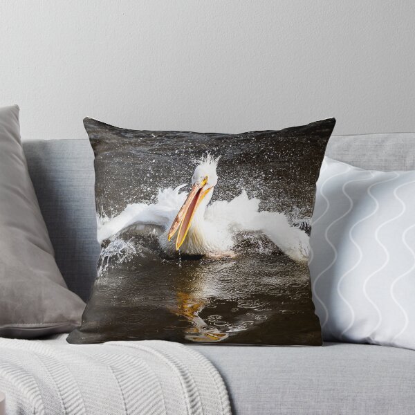 Item preview, white pelican splashing in water designed and sold by Sillygirl101.