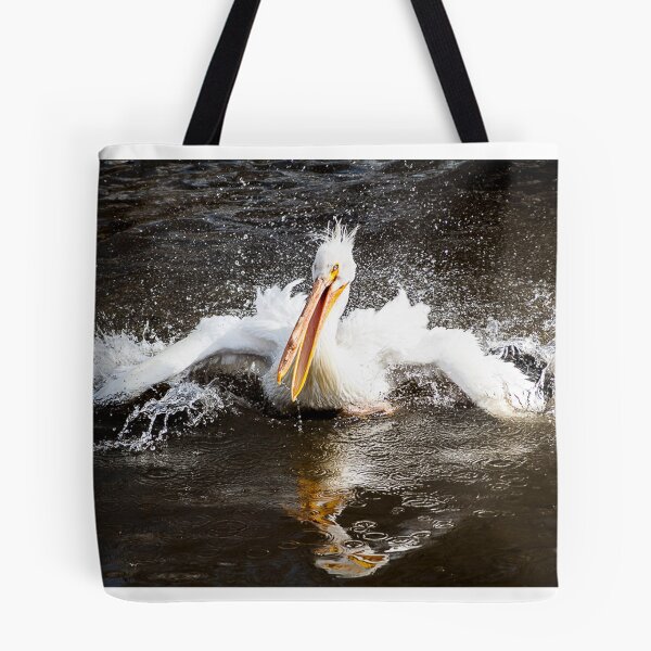 Item preview, white pelican splashing in water designed and sold by Sillygirl101.