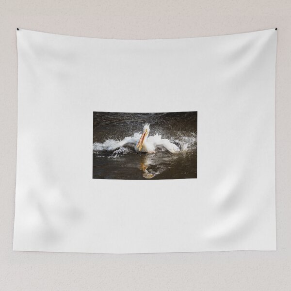 Item preview, white pelican splashing in water designed and sold by Sillygirl101.