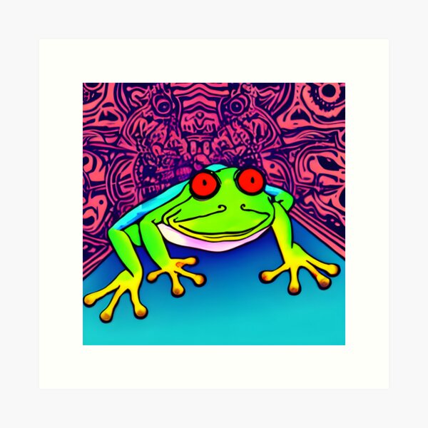 Green Peace Sign Frog hippie retro love peace trance flower hippy