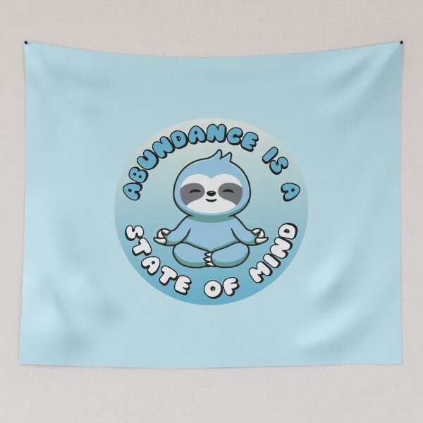 Item preview, Abundance Is A State Of Mind Meditating Sloth Blue designed and sold by everything4eva.
